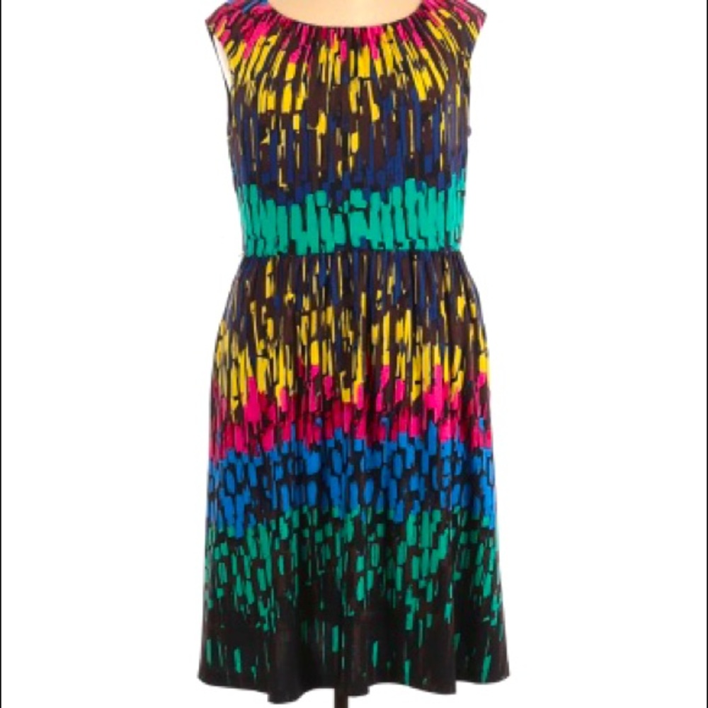 Ellen Tracy Abstract Rainbow Dress size 8
